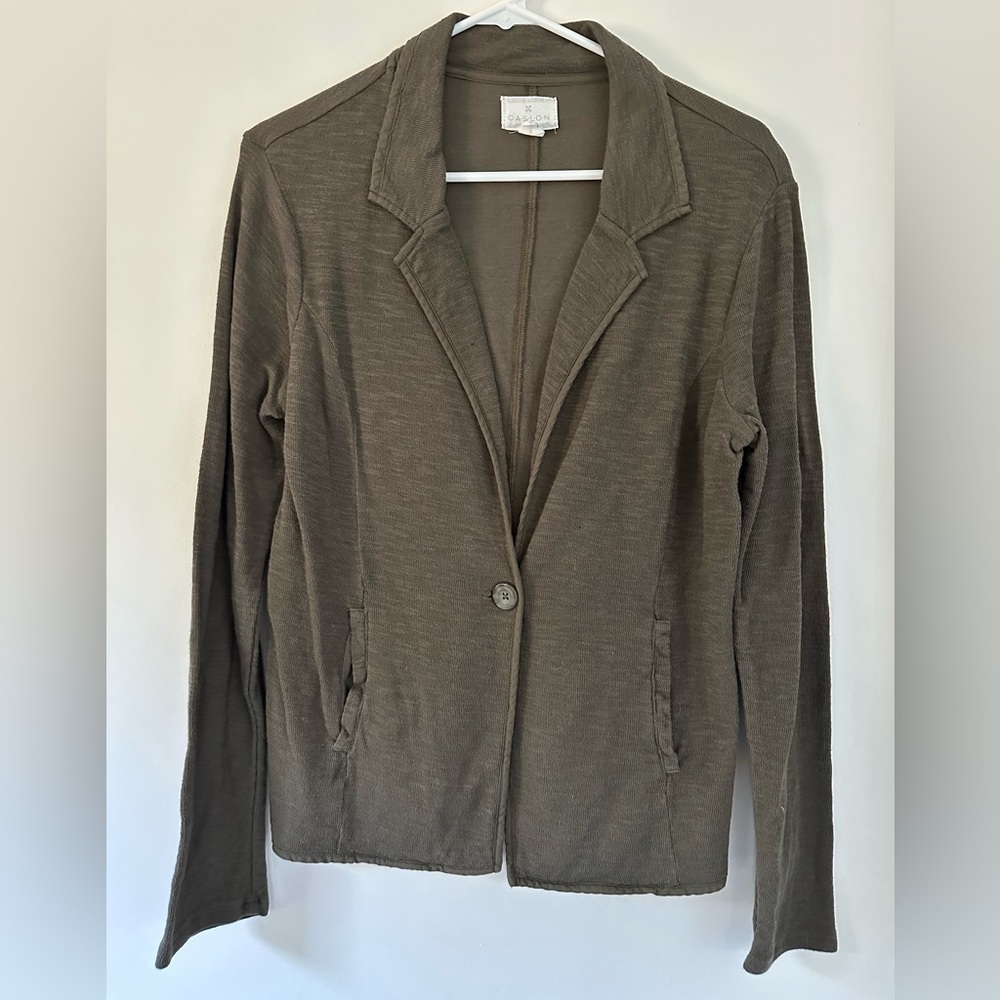 Caslon Single Button Knit Blazer Jacket Size M